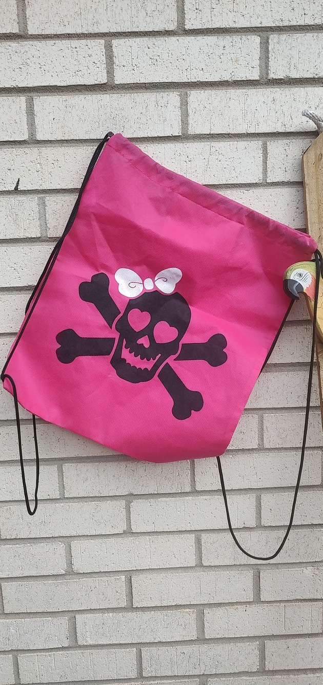 Hot Pink Skull & Crossbones Drawstring Bag - Picture 2 of 7